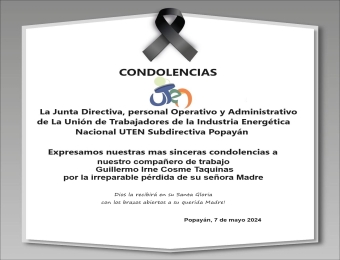  CONDOLENCIAS MADRE DEL COMPAÑERO GUILLERMO COSME