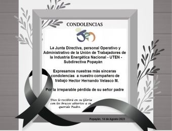 CONDOLENCIAS PADRE DEL COMPAÑERO HECTOR HERNANDO VELASCO 